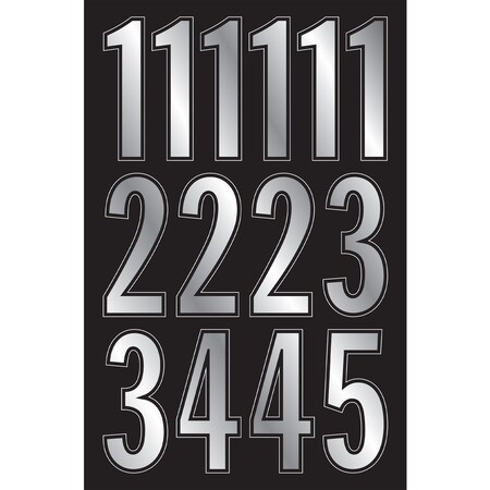 Hy-Ko 3In Silver Prism Numbers, 5PK A02134